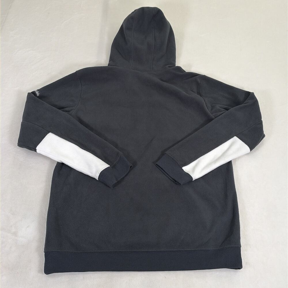 Columbia Black & White Color Block Fleece Hoodie Size Large With Logo Charity - Picture 8 of 10